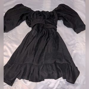 Black Puff Sleeve Bow dress